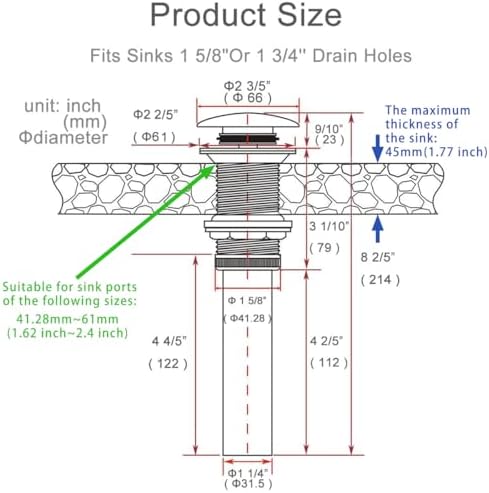 Bathroom Sink Drain Without Overflow Vessel Sink Lavatory Vanity Pop Up Drain - Image 7