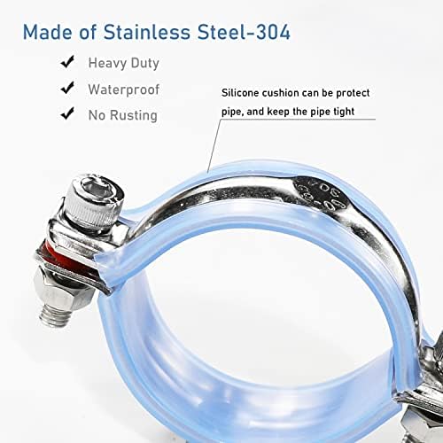 AKIHISA 2 Pcs 304 Stainless Steel Pipe Supports, Wall Mount Ceiling Mount Pipe - Image 5