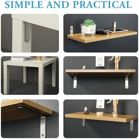 Alise 6Pcs Floating Shelf Brackets, 5x3in Heavy Duty L Bracket - Image 7