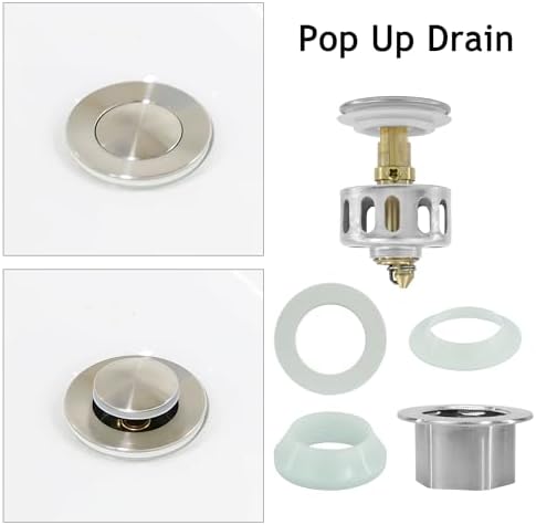 Bathroom Sink Drain, 5 Pack Drain Stopper Without Overflow, Small Cap Pop Up - Image 5