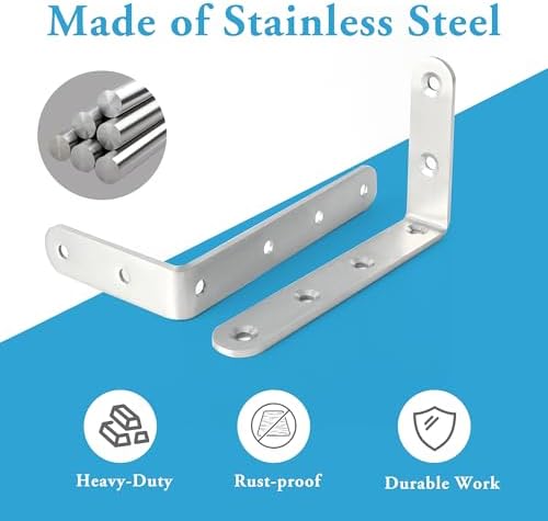 Alise 6Pcs Floating Shelf Brackets, 5x3in Heavy Duty L Bracket - Image 4