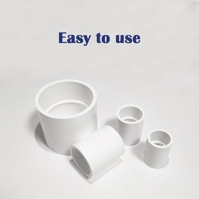 2PCS 1-1/2 Inch White PVC Pipe Coupling Adapter Pipe Fittings Slip Socket - Image 5