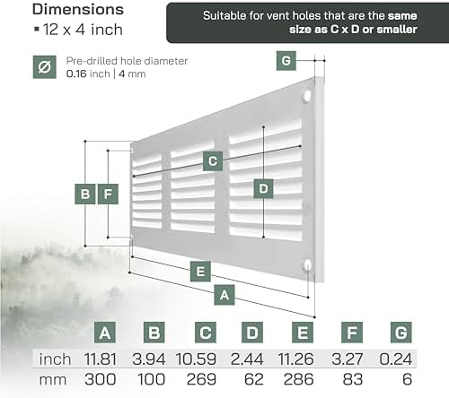Vent Systems 12" x 4" Inch White Metal Vent Cover - Image 2