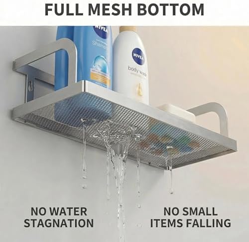 PUSDON 2-Pack Wide Hollowout Shower Caddy & Spice Rack, Wall Mount Bathroom - Image 4