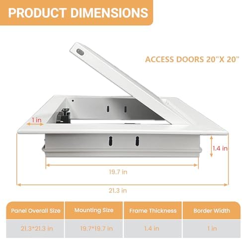 Access Panel for Drywall, 20 x 20 inch Wall Hole Cover Aluminum Alloy White - Image 2