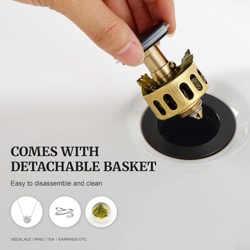 Pop up Sink Drain Stopper for Bathroom Vessel Vanity Sink Art Basin Matte Black - Image 4