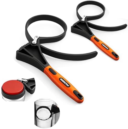 2-Piece Strap Wrench Set, Adjustable Rubber Oil Filter Wrench Max Diameter 4" by SEDY