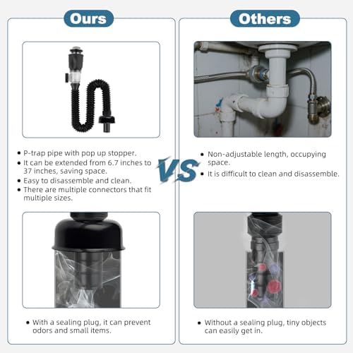 Bathroom Sink Drain Kit, Drain Pipe - Image 5