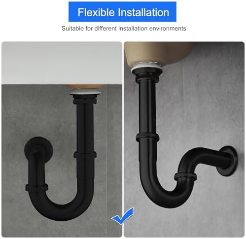 U-Shape P-Trap Kit, 1-1/4" Stainless Steel Sink Drain no Overflow - Image 3