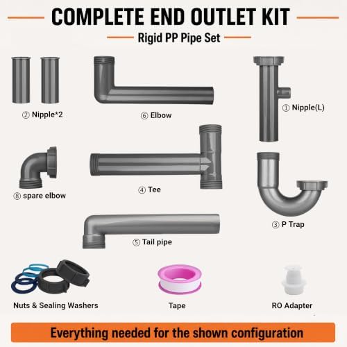1-1/2" Double Kitchen Sink Drain Kit - Image 4