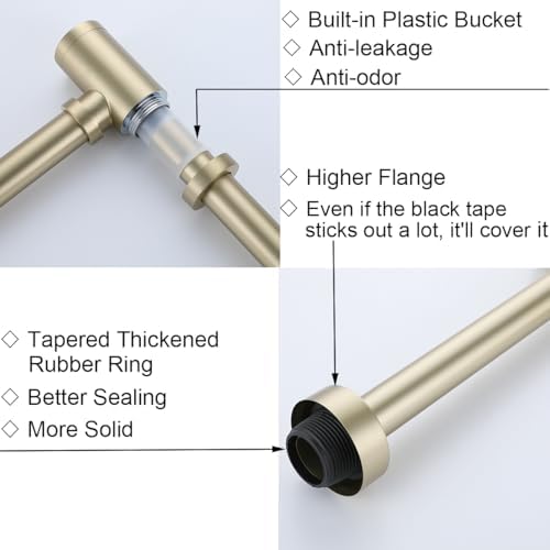 RANDOM Brushed Gold Brass Round Bottle P Trap Kit - Image 5