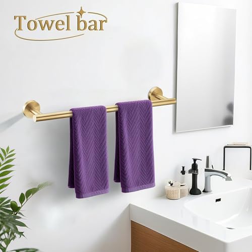 6 Pieces Brushed Gold Bathroom Hardware Accessories Set Hand Towel Ring 16&23.6 - Image 5