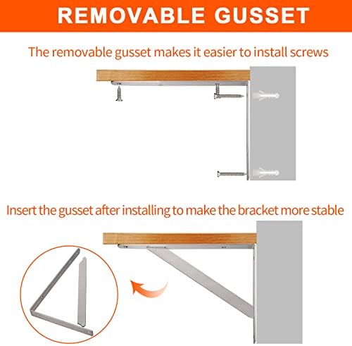 YUMORE 14 Inch Shelf Bracket, Heavy Duty L Bracket, 2 Pack - Image 4