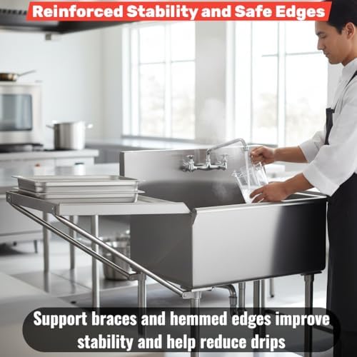 24" x 24" Commercial Stainless Steel Detachable Drainboard - Image 6