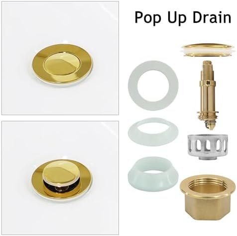 Bathroom Sink Drain, 2 Pack Gold Stainless Steel Bathroom Drain Stopper Without - Image 6