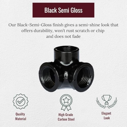1/2" 3-WAY ELBOW Industrial Threaded Black Iron Pipe Fittings; Black Semigloss - Image 2