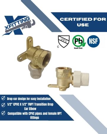 XFITTING 1 Piece 1/2 in Female NPT x 1/2 in CPVC Drop Ear Elbow - Image 3