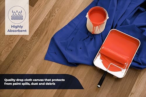 Canvas Drop Cloth for Painting 9x6 feet Pack of 2-8oz Painters Drop Cloths for - Image 2