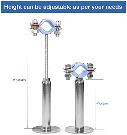 AKIHISA 2 Pcs 304 Stainless Steel Pipe Supports, Wall Mount Ceiling Mount Pipe - Image 3