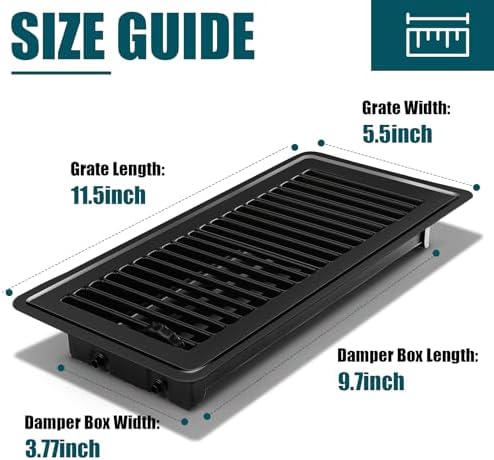 VOISEN Floor Register 4x10, 6 Pack Black Floor Vent Covers - Image 3