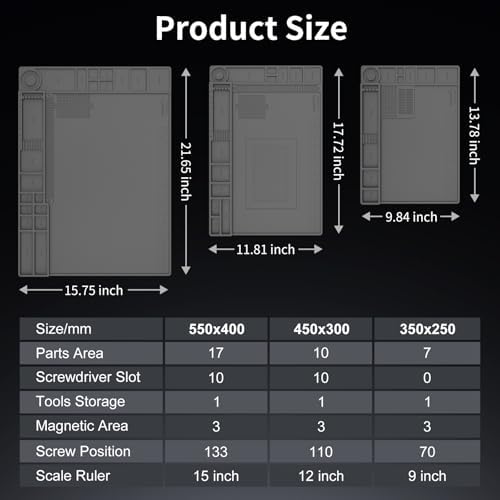 STREBITO 932°F Heat Resistant Silicone Work Soldering Mat 13.8"x9.9" - Image 6