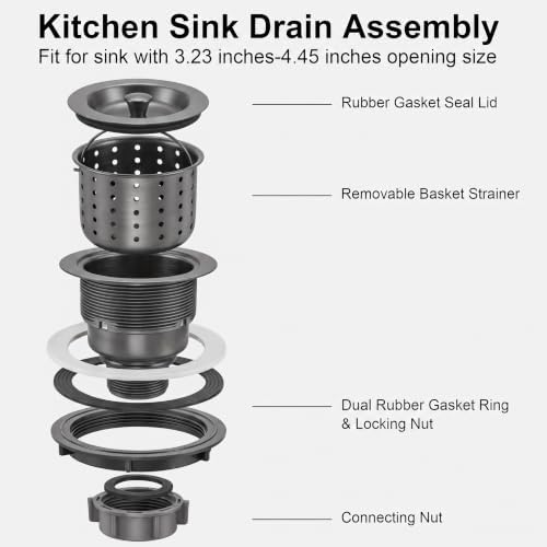 LQS Kitchen Sink Drain Assembly, Kitchen Sink Strainer - Image 4