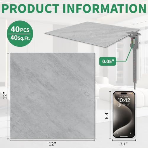 40 Pack Cover 40 Sq.Ft Peel and Stick Floor Tiles, 12” x 12” Self Adhesive - Image 3