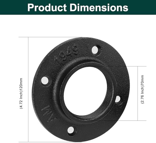 Industrial Pipe Floor Flange, Heavy Duty Malleable Iron Pipe Fittings, Wall - Image 3