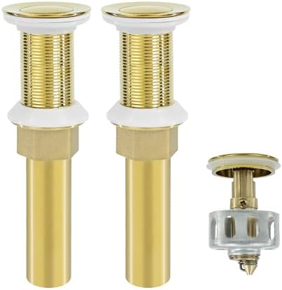 Bathroom Sink Drain, 2 Pack Gold Stainless Steel Bathroom Drain Stopper Without by Rackickyer