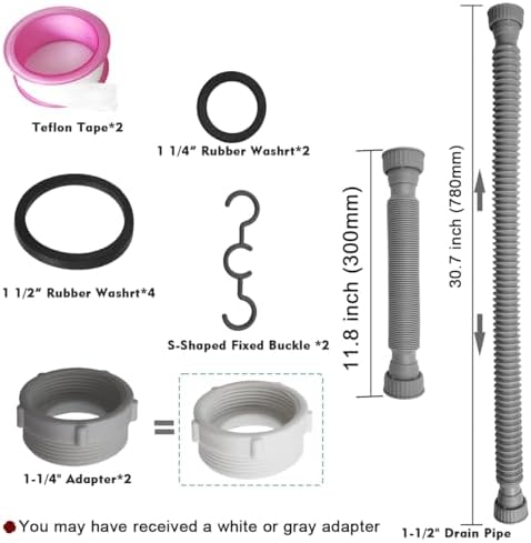 Flexible Sink Drain Pipe 1 1/2" 1 1/4" Sink P Trap, Adjustable Kitchen - Image 4