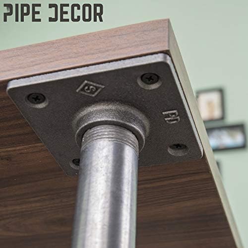PIPE DECOR 1" Square Floor Flange Fitting, Malleable Iron, Fits One Inch - Image 3