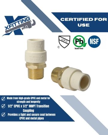XFITTING CPVC Transition Coupling, 1/2 inch CPVC x 1/2 inch MNPT - Image 6