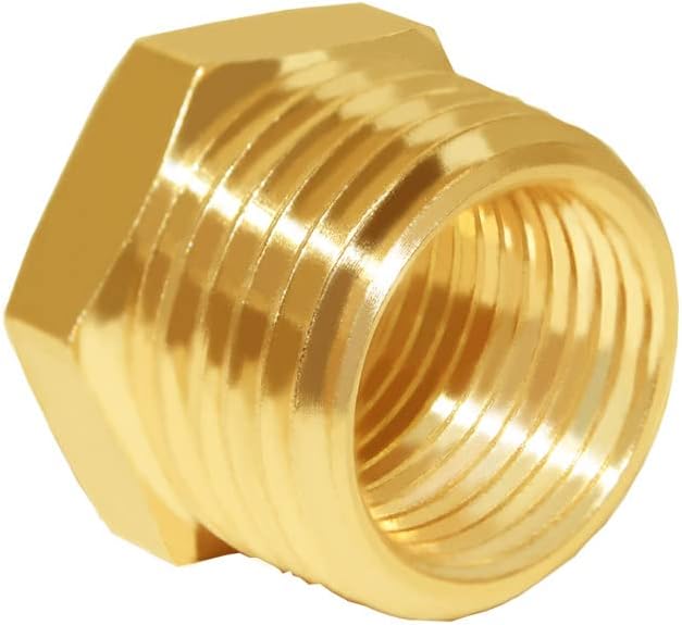 Hooshing 10PCS Brass Reducer Hex Bushing 1/2" NPT Male x 3/8" NPT Female | - Image 4
