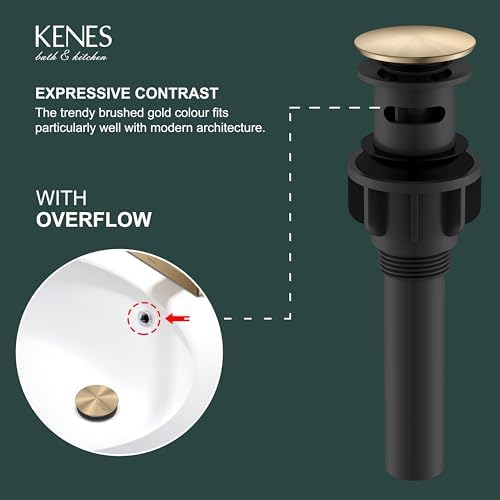 KENES 2 Pack Champagne Bronze Bathroom Sink Drain Assembly - Image 3