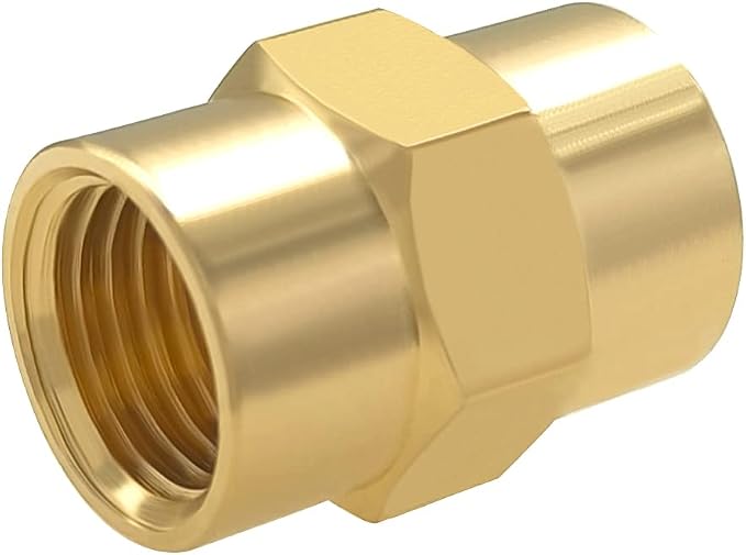 Hooshing 10PCS Brass Coupling Pipe Fitting, 1/4" x 1/4" NPT Female Coupler - Image 4