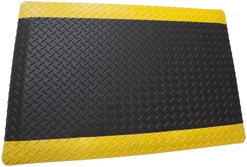Rhino Mats DTT24DSBYX4 Diamond Plate Anti-Fatigue Mat Black/Yellow, 2 FT. x 4 by Rhino+Mats