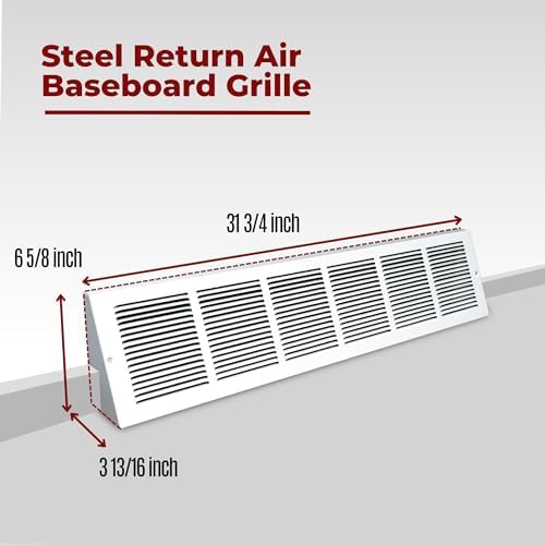 Fits 30x6 Duct Size | Steel Triangular Baseboard Return Air Grille by Handua | - Image 2