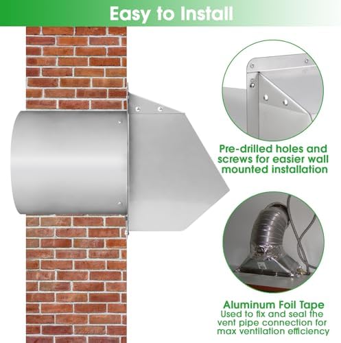 8 inch Wall Vent Cover, Exhaust Vent Hooded Wall Vent - Image 5