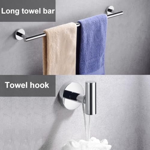 5 Pieces Polished Chrome Bathroom Hardware Accessories Set, SUS304 Stainless - Image 5