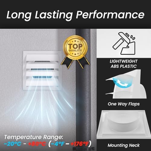 Repa Market ABS Plastic White 6 Inch Dryer Vent Cover Outside, 6 Inch Exhaust - Image 3
