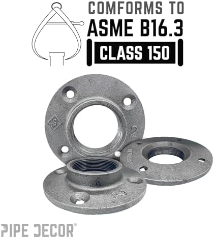 PIPE DECOR 2" Malleable Iron Floor Flange 4 Pack, Industrial Steel Grey Fits - Image 2