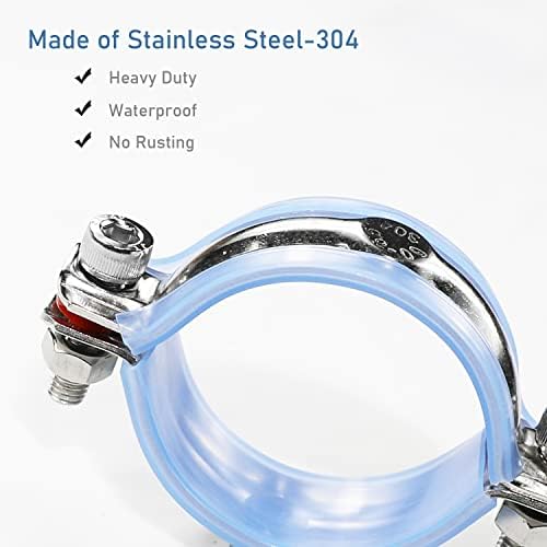 AKIHISA 2 Pcs 304 Stainless Steel Pipe Supports, Wall Mount Ceiling Mount Pipe - Image 2