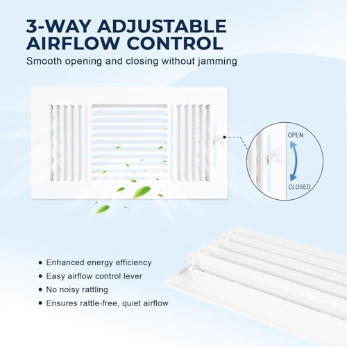 Air Vent Cover for Wall Ceiling for 12x4 Duct Opening, 3 Way Wall Register - Image 4