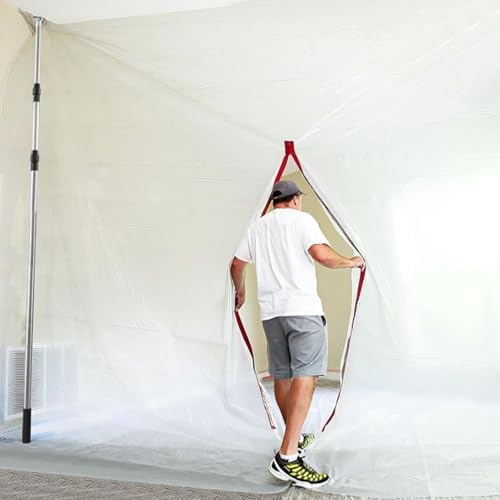 Asixxsix Dust Barrier Pole Kit, Retractable Zipper Wall Poles Kit - Image 3