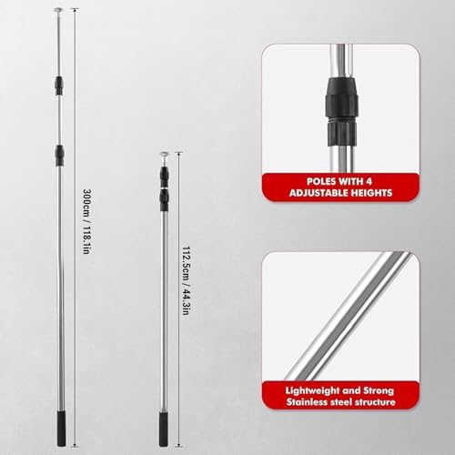 Asixxsix Dust Barrier Pole Kit, Retractable Zipper Wall Poles Kit - Image 4
