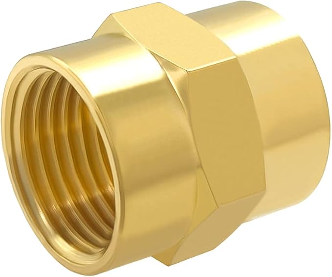 Hooshing 2PCS Brass Coupling Pipe Fitting, 3/8" x 3/8" NPT Female Coupler - Image 4