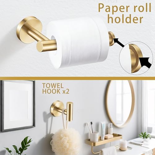 6 Pieces Brushed Gold Bathroom Hardware Accessories Set Hand Towel Ring 16&23.6 - Image 4