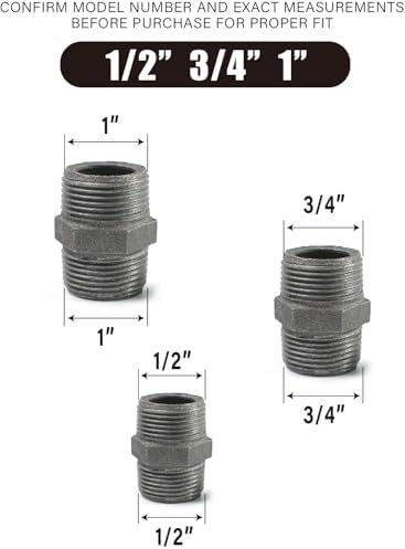 Black hexagonal threaded pipe fittings, 1/2" threaded pipe fittings, - Image 2