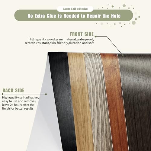 Besezx Wood Grain Tape, 3.9" X15', Self Adhesive Wood Grain Repair Patch - Image 3