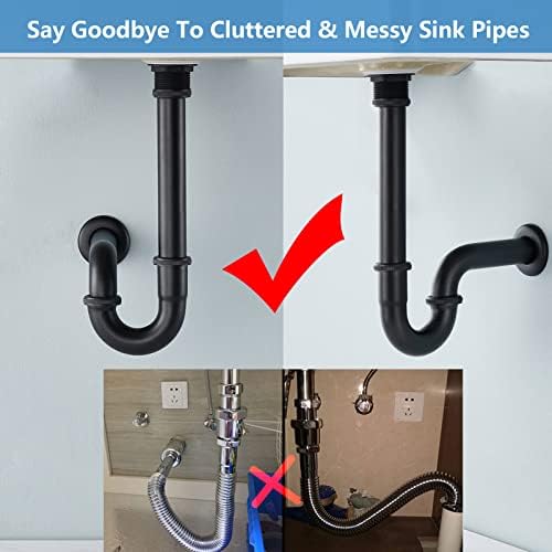 Brass P Trap with Bathroom Sink Stopper : 1-1/4 Sink Drain Bottle Trap Set No - Image 2